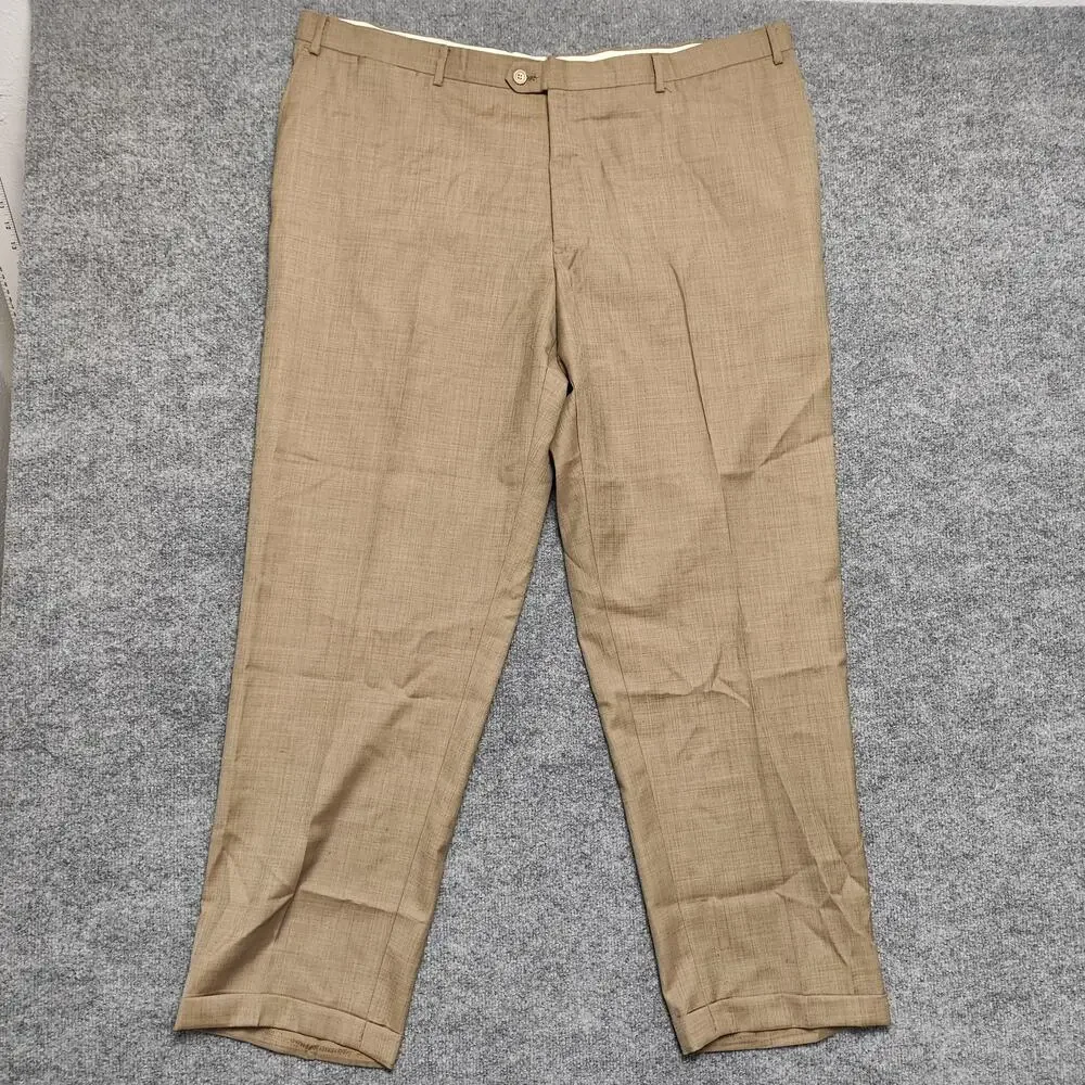 Bresciani Dress Pants Mens 42x29 Beige Wool Super 150's Lined Italy Classic Fit